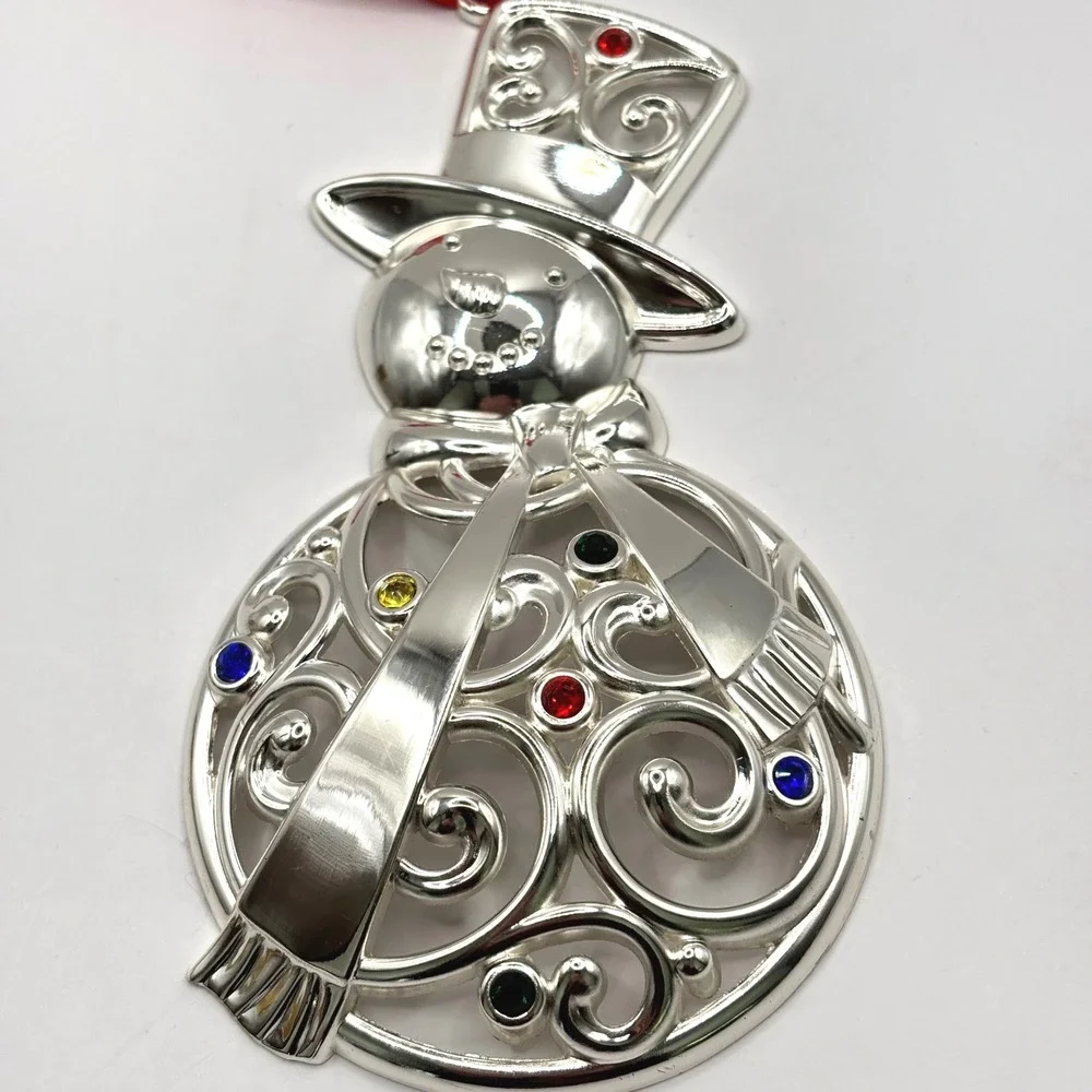 Lenox Sparkle and Scroll Snowman Ornament Multi Color Gems